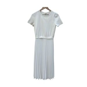 Rachel Parcell RP Ivory Pleated Mixed Media Midi Dress Small